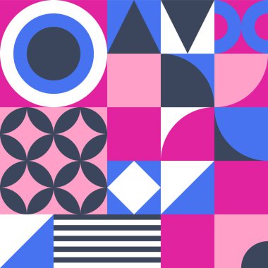 Arka plan, poster, arkaplan, Bauhaus veya İskandinav tarzında pankart kapağı olarak kullanmak için modern soyut geometrik dikişsiz desen