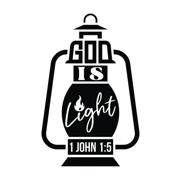 Versículo Bíblico Deus Luz Envolva Texto Formas Lâmpada Brilhante Escuridão — Vetor de Stock