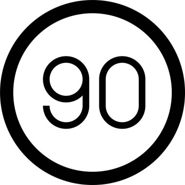 90 hız sınırı işareti simgesi, trafik işaretine bağlı vektör illüstrasyonu