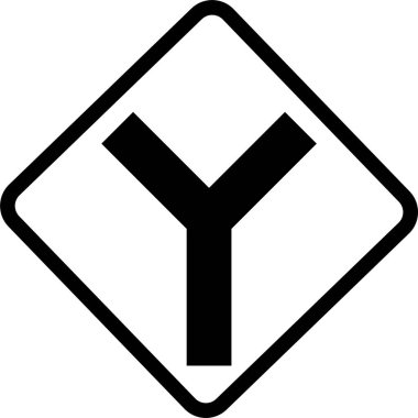 Y Kavşağı simgesi, trafik işareti bağlantılı vektör illüstrasyonu