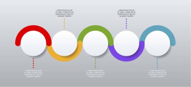 Infographic tasarım şablonu ve 5 ya da 5 adımlı simgeler. iş akışı süreci diyagramı, iş veri sunumu, zaman çizelgesi, kilometre taşı, bayrak, broşür, akış şeması