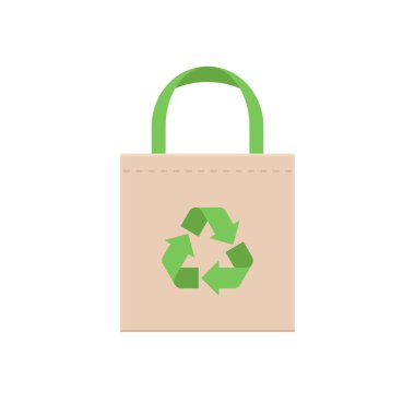 Geri dönüşüm işareti vektörlü bez çanta, uluslararası plastik torba ücretsiz gün ilgili