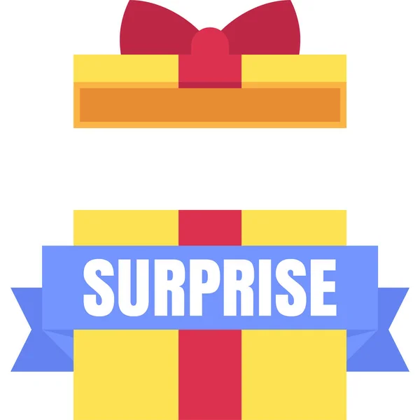Colorful Blank Gift Box Surprise Text Flat Design Using Banner — Vetor de Stock