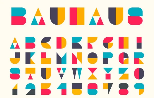 Bauhaus Alphabet Stylized Vector Illustration Geometric Typeface Flat Design — Stock Vector