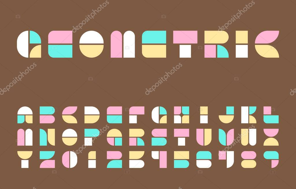 Retro typeface alphabet typeface and number letter a-z in capital, vector illustratio