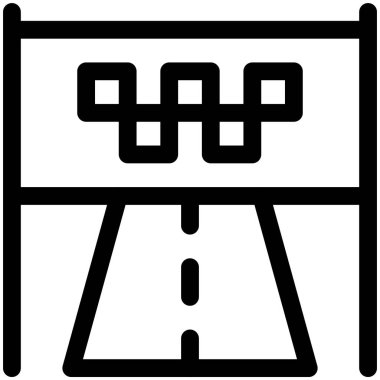 Bitiş çizgisi simgesi, Maraton bağlantılı vektör illüstrasyonu