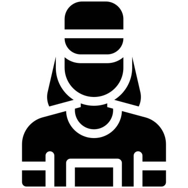 Kadın koşucu simgesi, Maraton bağlantılı vektör illüstrasyonu