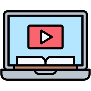 Çevrimiçi eğitim simgesi, lise bağlantılı vektör