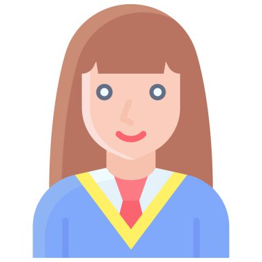 Öğrenci kız simgesi, lise bağlantılı vektör