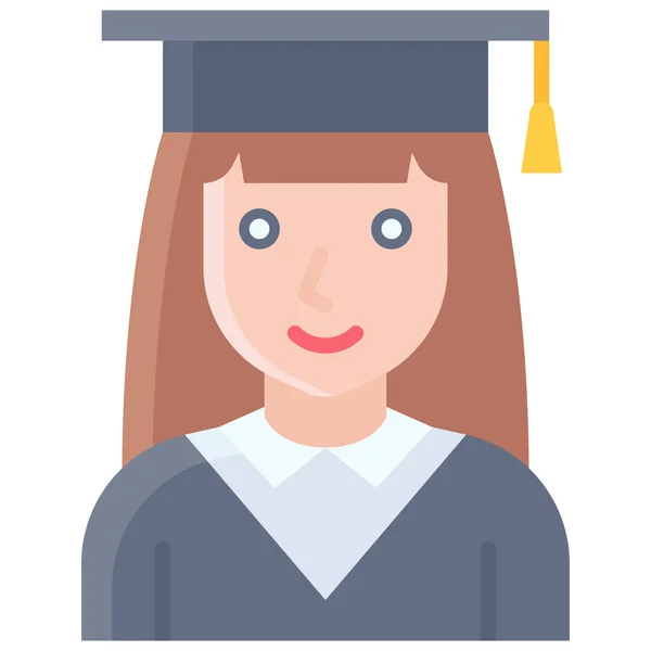 Icono Chica Graduación Vector Relacionado Con Escuela Secundaria — Vector de stock