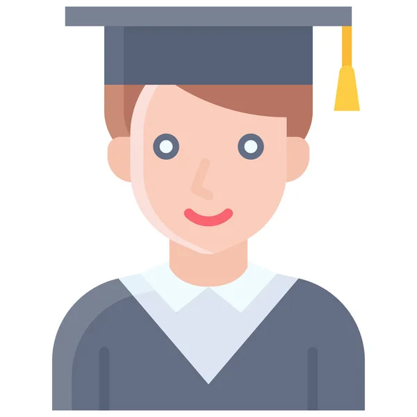 Graduation Boy Icon Middelbare School Gerelateerde Vector — Stockvector