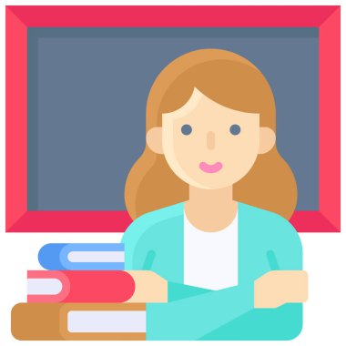 Öğretmen ve karatahta simgesi, eğitim vektörü illüstrasyonuyla ilgili bir avatar