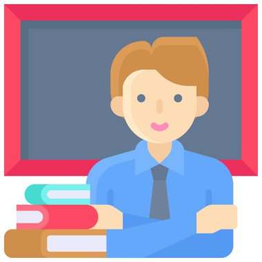 Öğretmen ve karatahta simgesi, eğitim vektörü illüstrasyonuyla ilgili bir avatar