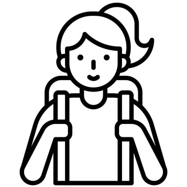 Kız öğrenci simgesi, eğitim vektörü illüstrasyonuyla ilgili bir avatar