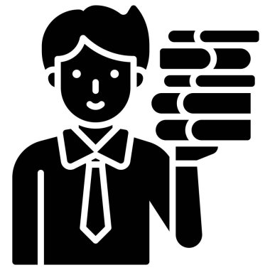 Erkek öğretmen kitap simgesi taşıyor, eğitim vektörü illüstrasyonuyla ilgili bir avatar.