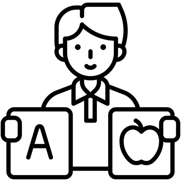 Male Teacher Holding Alphabet Flash Card Icon Avatar Related Education — Stock Vector