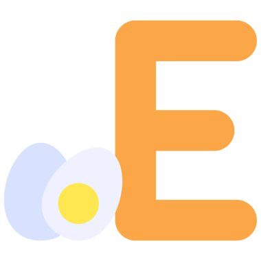 Yumurta simgesi vektör illüstrasyonlu E harfi.