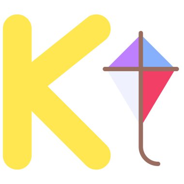 Uçurtma simgesi çizimi olan K harfi alfabesi