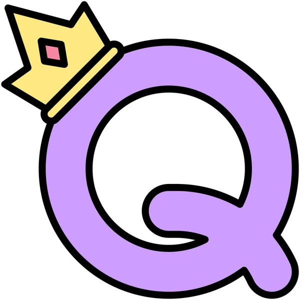 字母Q字母表 带有女王图标矢量插图 — 图库矢量图片
