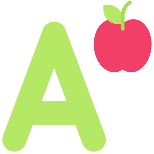 Γράμμα Ένα Αλφάβητο Εικονίδιο Μήλου Εικονογράφος Διάνυσμα — Διανυσματικό Αρχείο