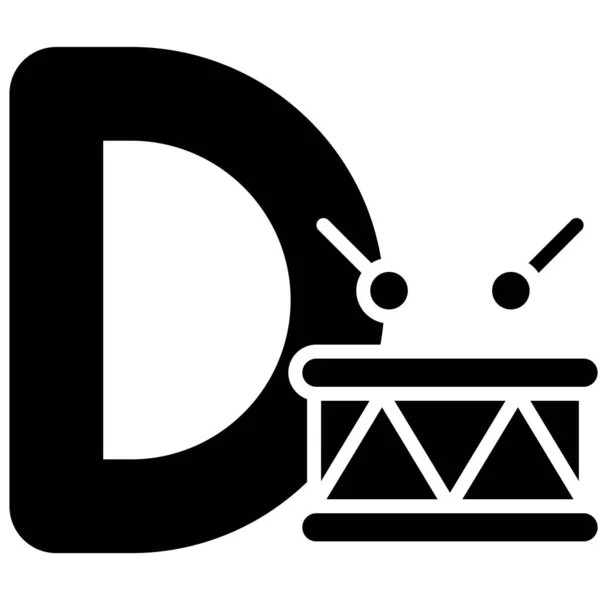 Buchstabe Alphabet Mit Drum Icon Vektorillustration — Stockvektor