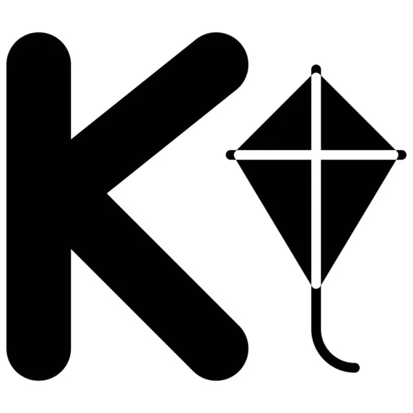 Letter Alfabet Met Kite Pictogram Vector Illustratie — Stockvector