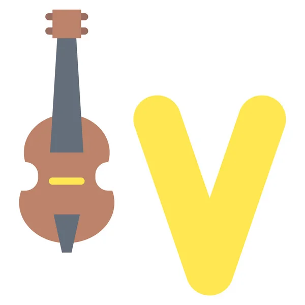 Lettre Alphabet Avec Icône Violon Illustrateur Vectoriel — Image vectorielle
