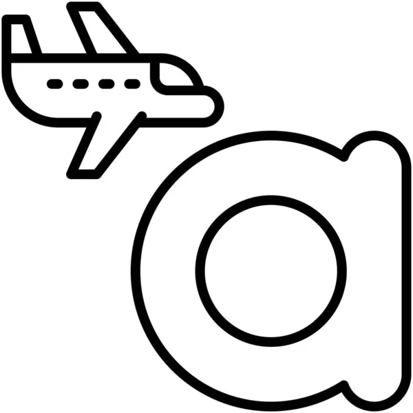 Letra Alfabeto Con Ilustrador Vector Icono Avión — Archivo Imágenes Vectoriales