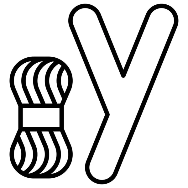 Lettre Alphabet Avec Illustration Vectorielle Icône Fil — Image vectorielle