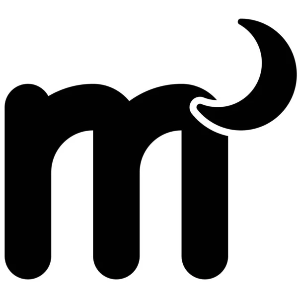 月のアイコンベクターイラストレーターと文字Mのアルファベット — ストックベクタ