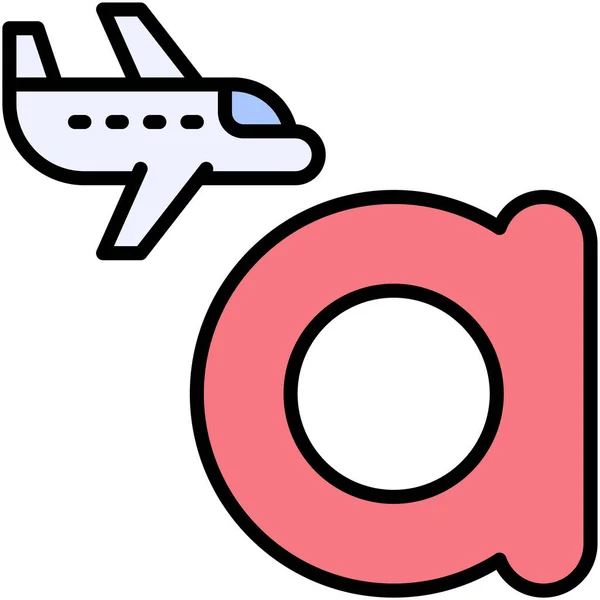 Carta Alfabeto Com Avião Ícone Vetor Ilustrador — Vetor de Stock