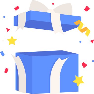 Düz dizaynlı mavi hediye kutusu afiş olarak kullanılacak, reklam için poster.