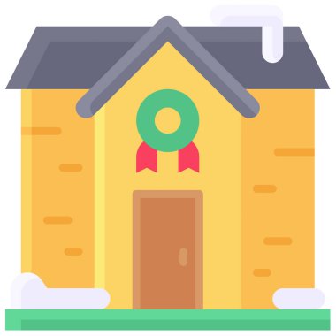 Ev ikonu, Noel 'le ilgili mükemmel bir çizim. Projelerinize bu neşeli grafikle sıcaklık ve neşe katın..