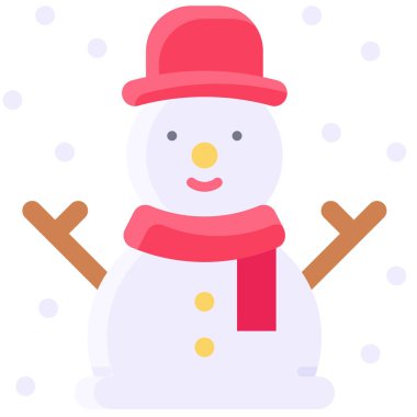 Kardan Adam ikonu, mükemmel bir Noel vektör çizimi. Projelerinize bu neşeli grafikle sıcaklık ve neşe katın..