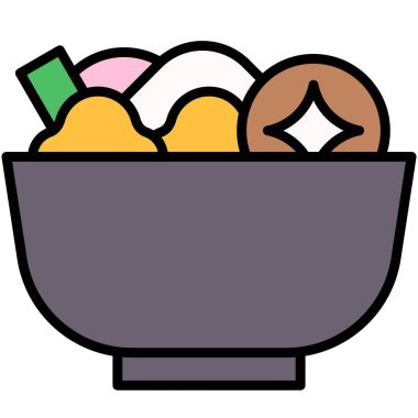 Ozoni ya da Japon Yeni Yıl Mochi Çorbası ikonu, Japon Yeni Yıl vektör illüstrasyonu