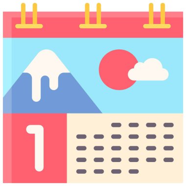 Takvim simgesi, Japon Yeni Yıl vektörüyle ilgili illüstrasyon