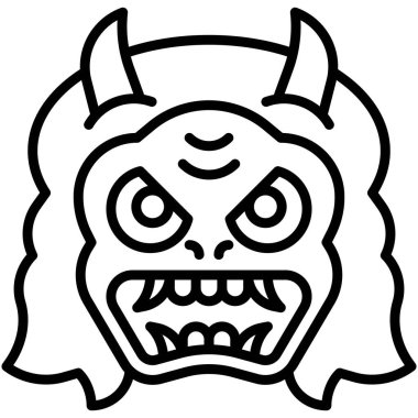 İblis maskesi simgesi, Japon Yeni Yıl vektörüyle ilgili illüstrasyon