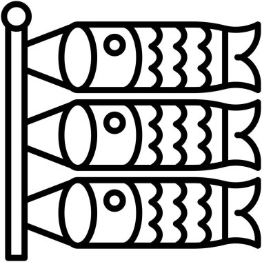 Sazan bayrağı veya Koinobori simgesi, Japon Yeni Yıl vektör ilüstrasyonu