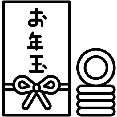 Otoshidama ya da Para Zarfı simgesi, Japon Yeni Yıl vektör ilülasyonu