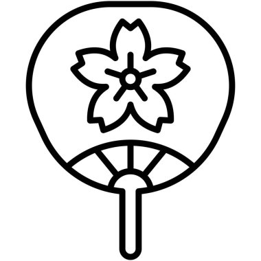 Japon hayran simgesi, Japon Yeni Yıl İlgili vektör illüstrasyonu