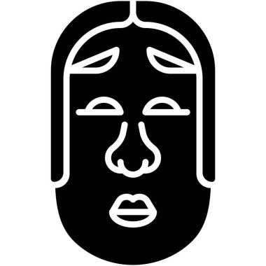 Ko omote maskesi simgesi, Japon Yeni Yıl İlgili vektör illüstrasyonu