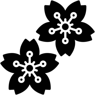 Japon kiraz veya Sakura simgesi, Japon Yeni Yıl vektör illüstrasyonu