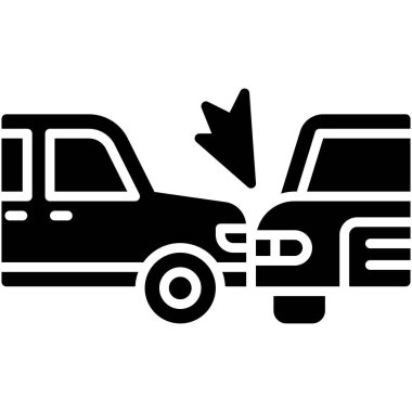 Araba kazası simgesi, araba kazası ve güvenlikle ilgili vektör illüstrasyonu