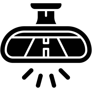 Dikiz aynası simgesi, araba kazası ve güvenlikle ilgili vektör illüstrasyonu