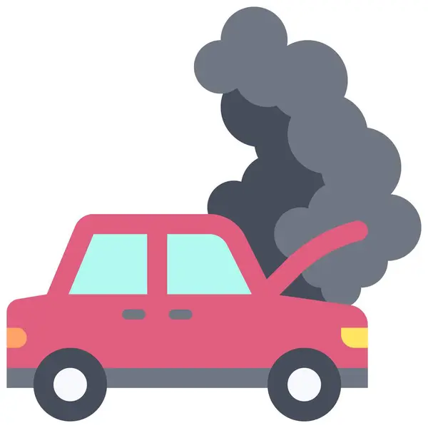 stock vector Smoke rising from the car hood icon, car accident and safety related vector illustration