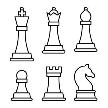 Satranç taşları bir satır biçimi vektör çizimi