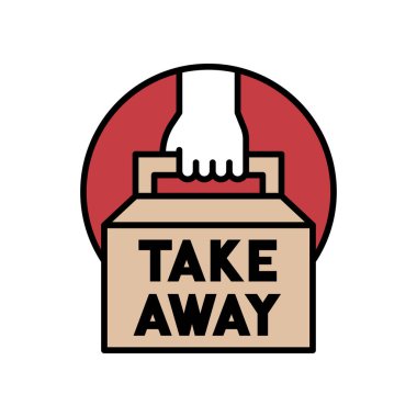 Bir paket yemek ikonu ya da paket servis ikonu tutuyor.