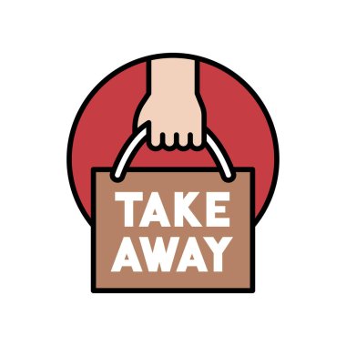 Bir paket yemek ikonu ya da paket servis ikonu tutuyor.