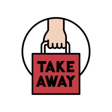 Bir paket yemek ikonu ya da paket servis ikonu tutuyor.