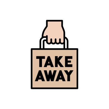 Bir paket yemek ikonu ya da paket servis ikonu tutuyor.